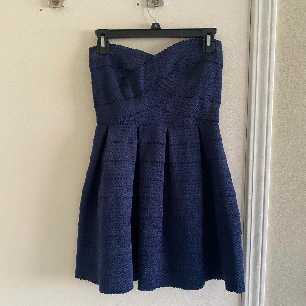 Strapless navy dress